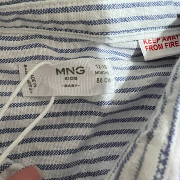 MNG Kids Baby Cotton Stripe Long Sleeve Shirt Size 12 - 18 Months Nautical White - Picture 3 of 4